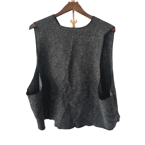 Eskandar Neiman Marcus Wool Gray Vest One Size Open Front - Picture 2 of 5